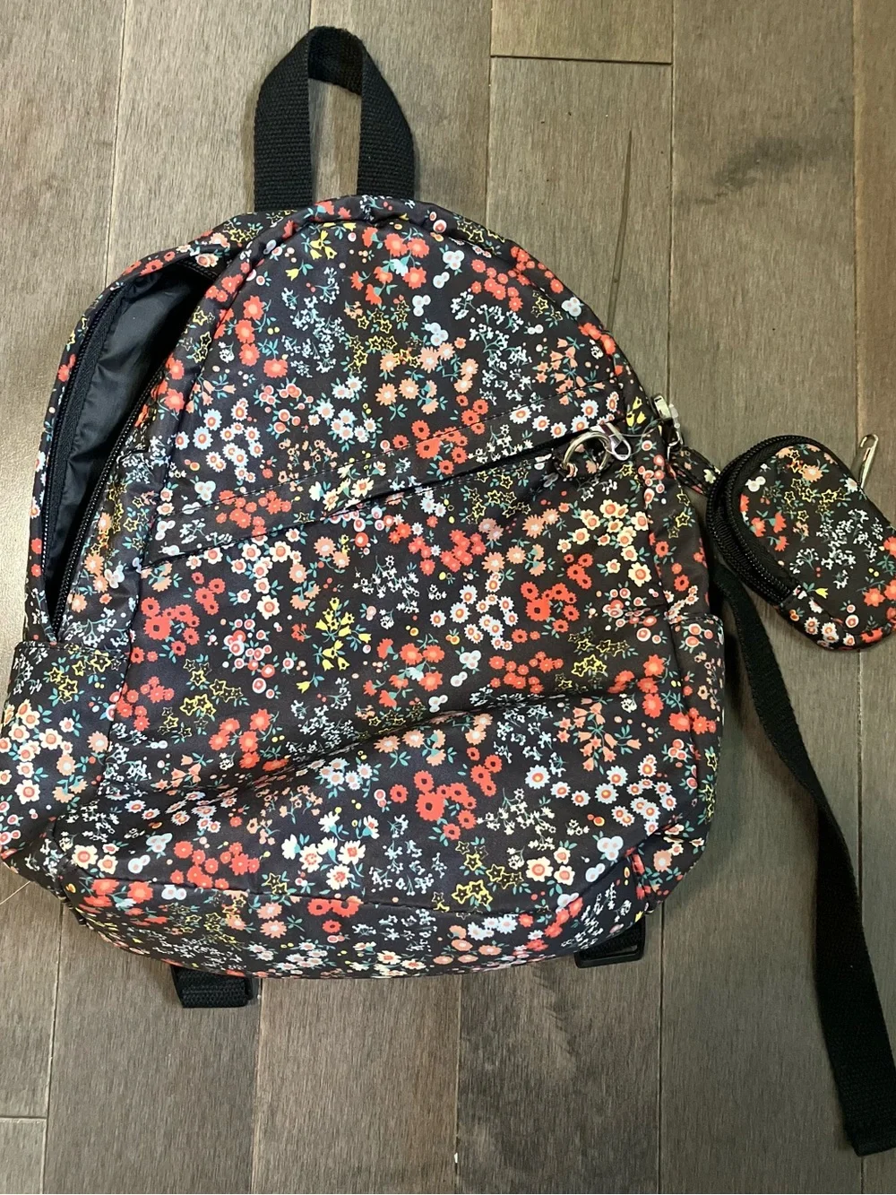 wild fable Black Floral Mini Backpack and Pouch set cute!
